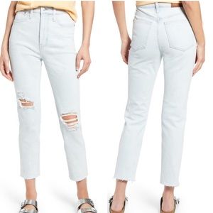 MADEWELL NWT THE MOM JEAN HIGH WAIST RIPPED RAW HEM JEANS HARMAN 26 28